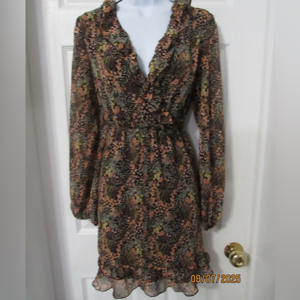 Topshop Floral Long Sleeve Dress